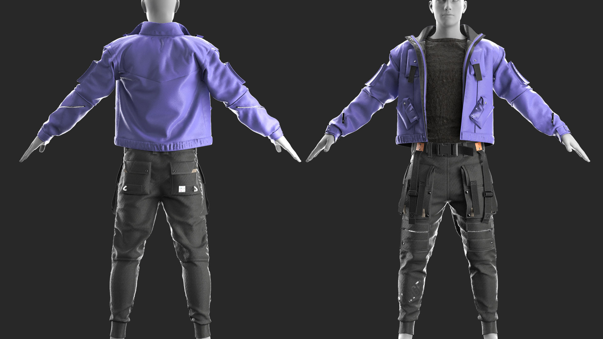 3 in 1 Outfit  - Marvelous Designer with Video Process 3D Model Collection_4
