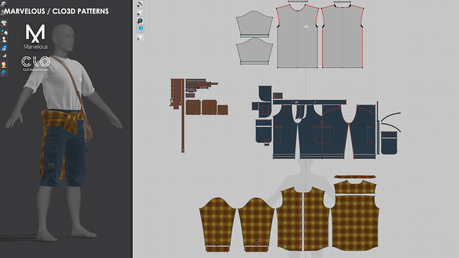 3 in 1 Outfit  - Marvelous Designer with Video Process 3D Model Collection_7