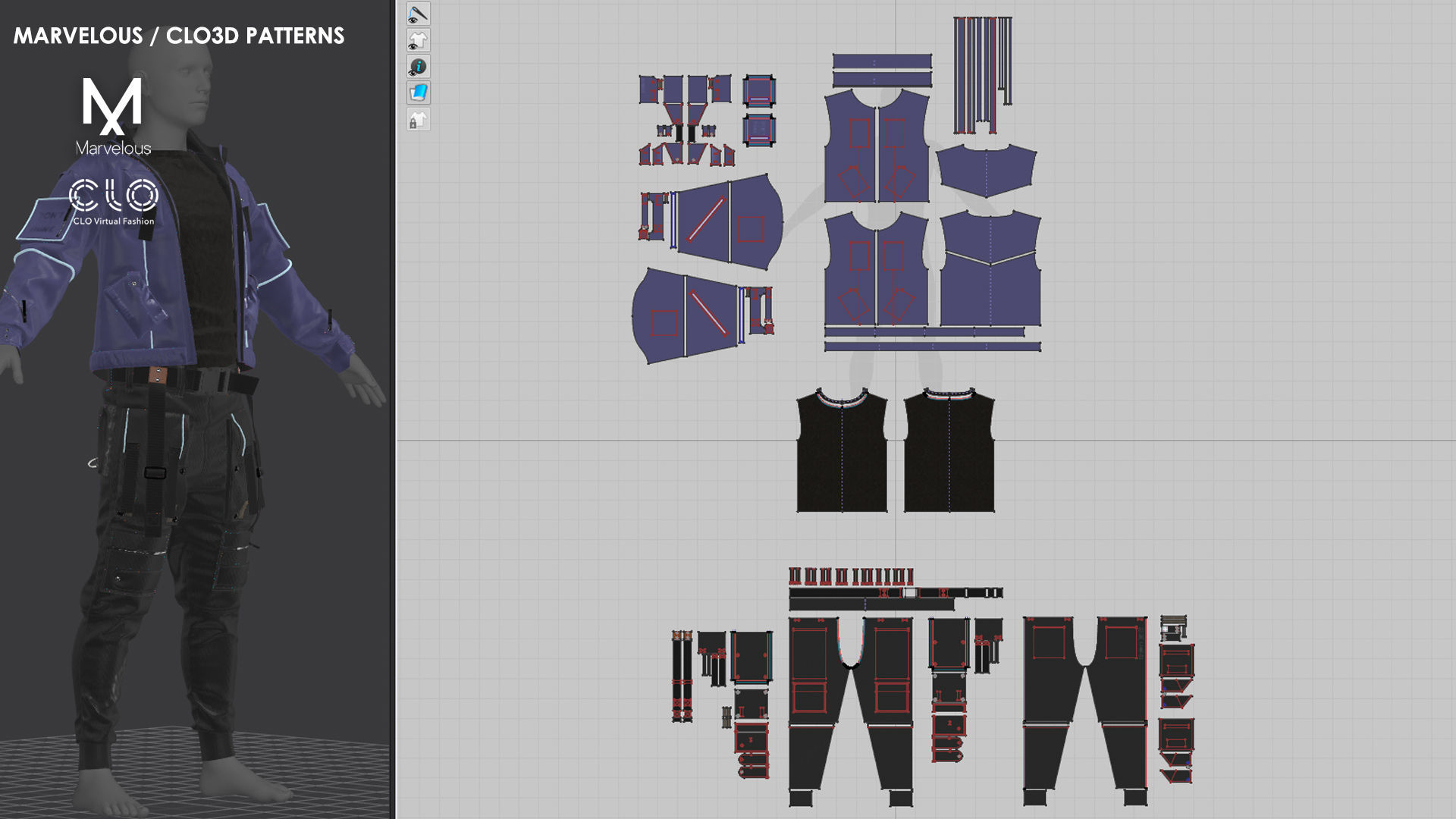 3 in 1 Outfit  - Marvelous Designer with Video Process 3D Model Collection_5