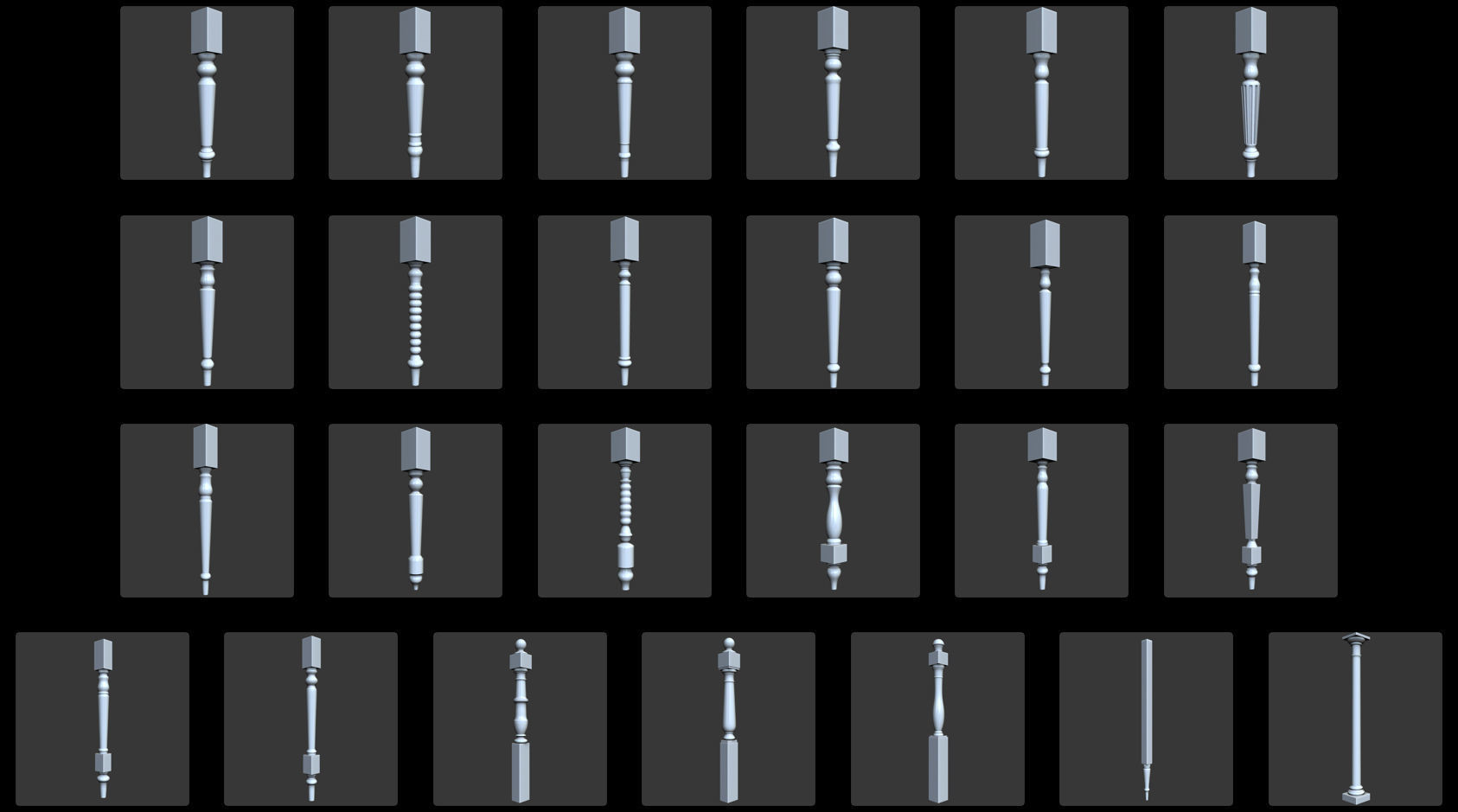 108 Table Legs IMM Brushes Pack Low-poly 3D model_1