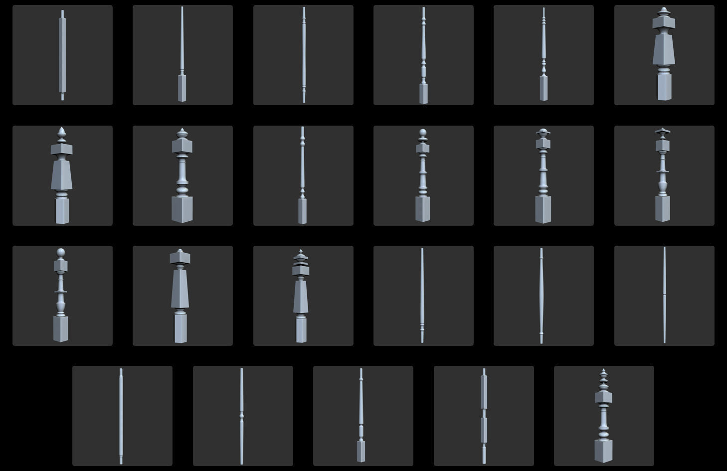 108 Table Legs IMM Brushes Pack Low-poly 3D model_3
