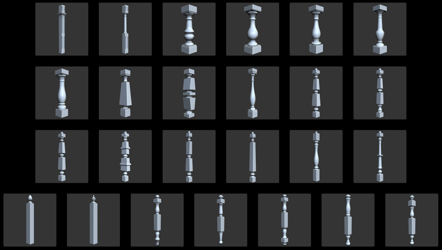 108 Table Legs IMM Brushes Pack Low-poly 3D model_2