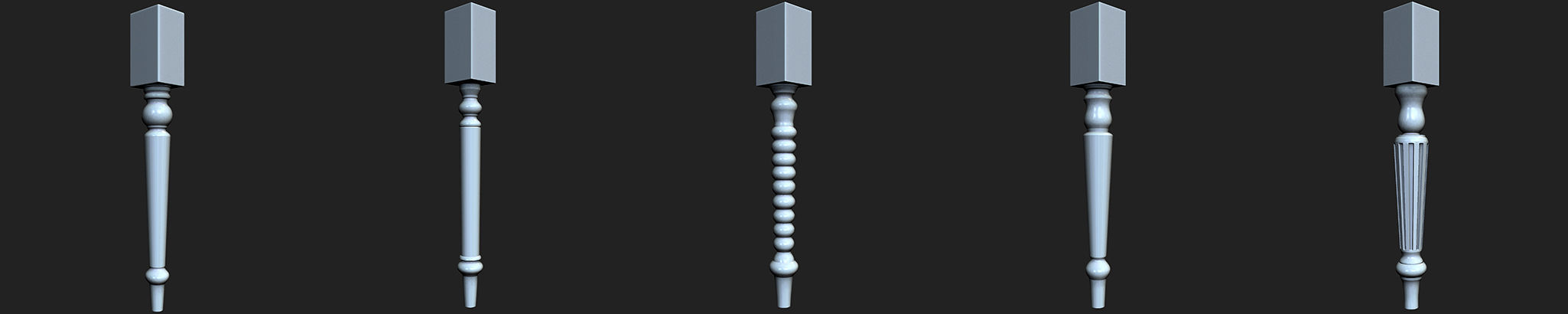 108 Table Legs IMM Brushes Pack Low-poly 3D model_6