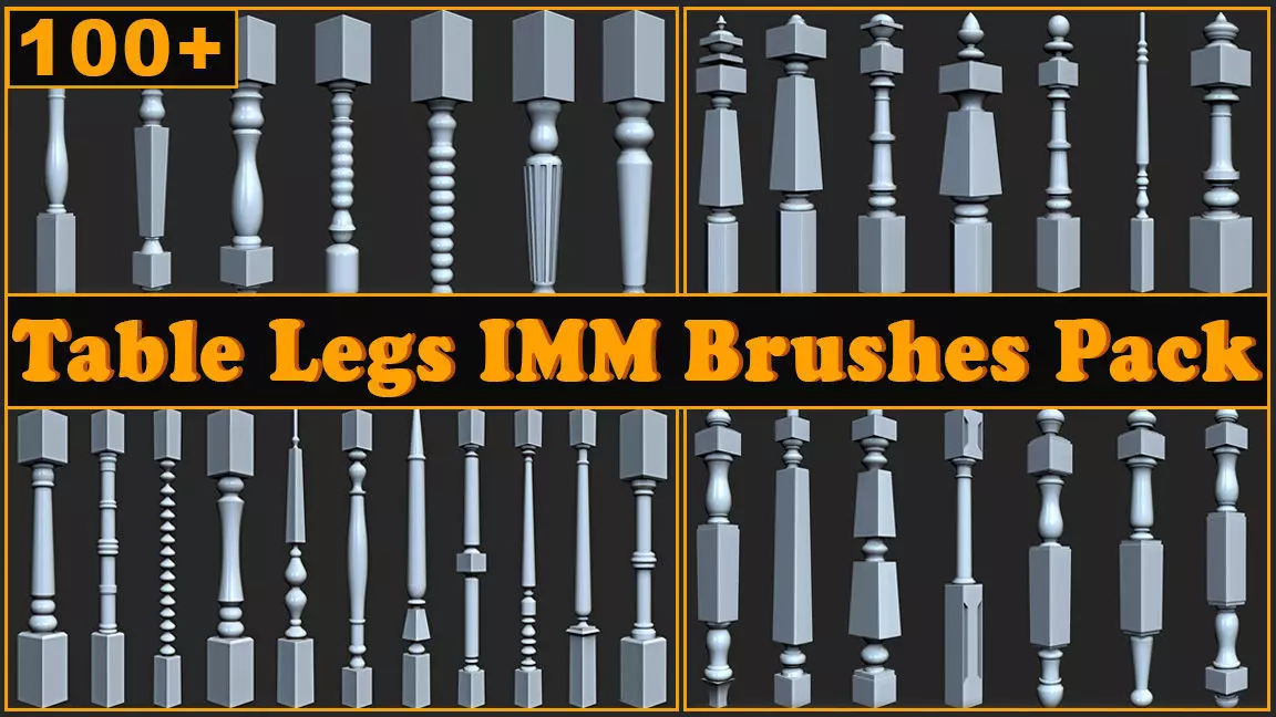108 Table Legs IMM Brushes Pack Low-poly 3D model_0