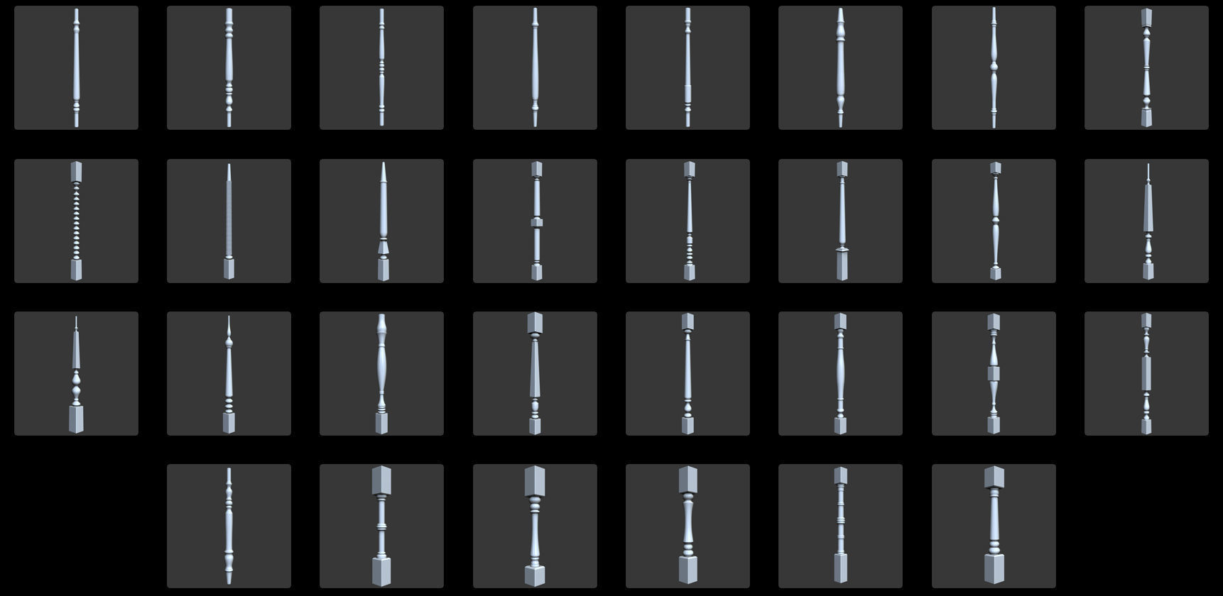 108 Table Legs IMM Brushes Pack Low-poly 3D model_4