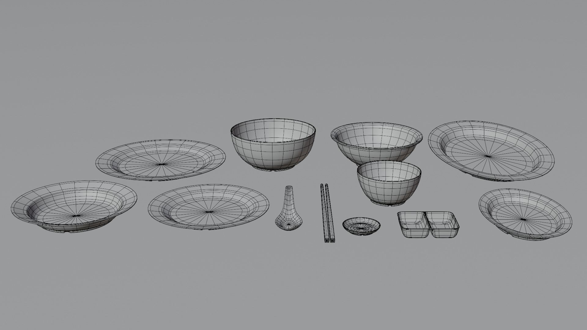 Plastic dinnerware collection Low-poly 3D model_15