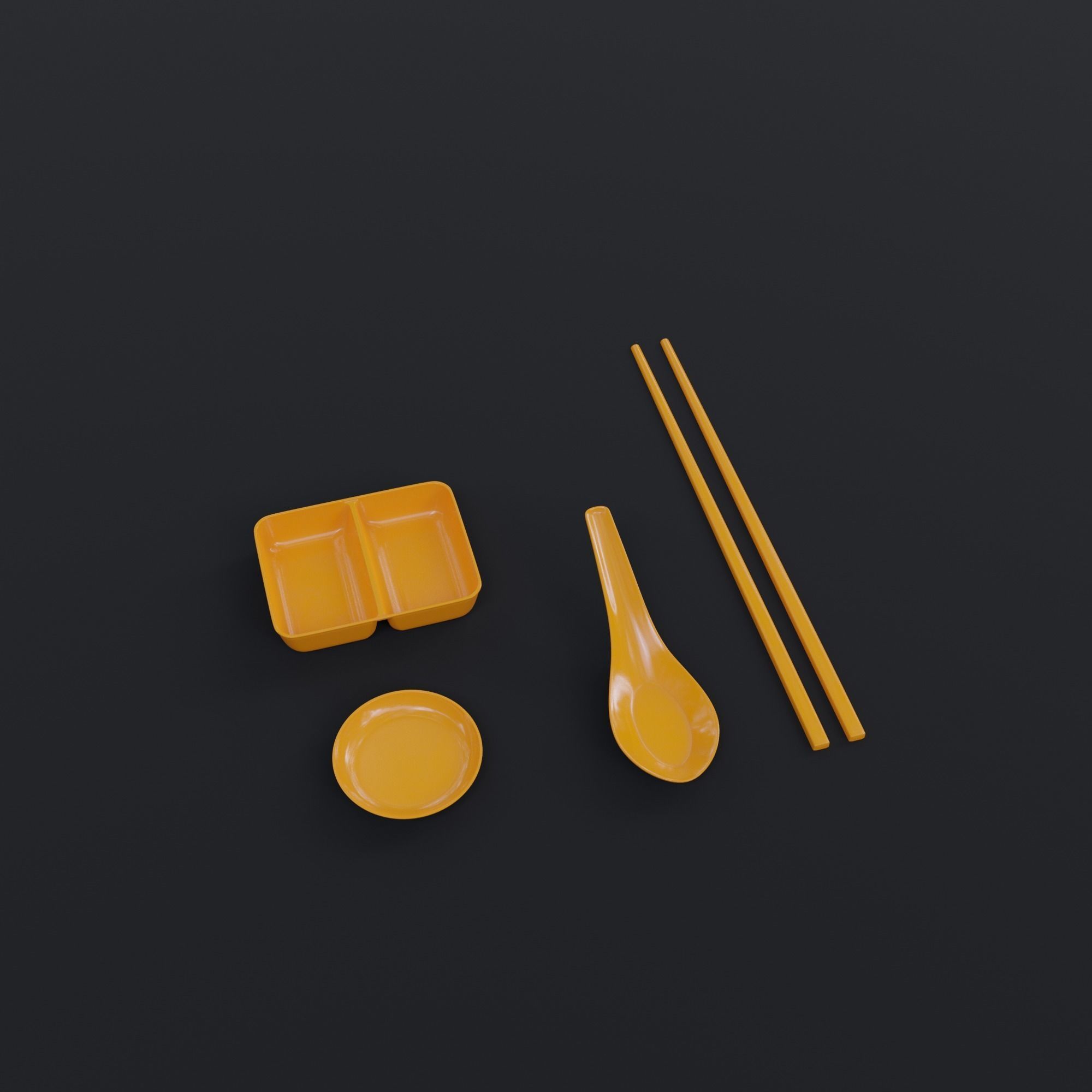 Plastic dinnerware collection Low-poly 3D model_4