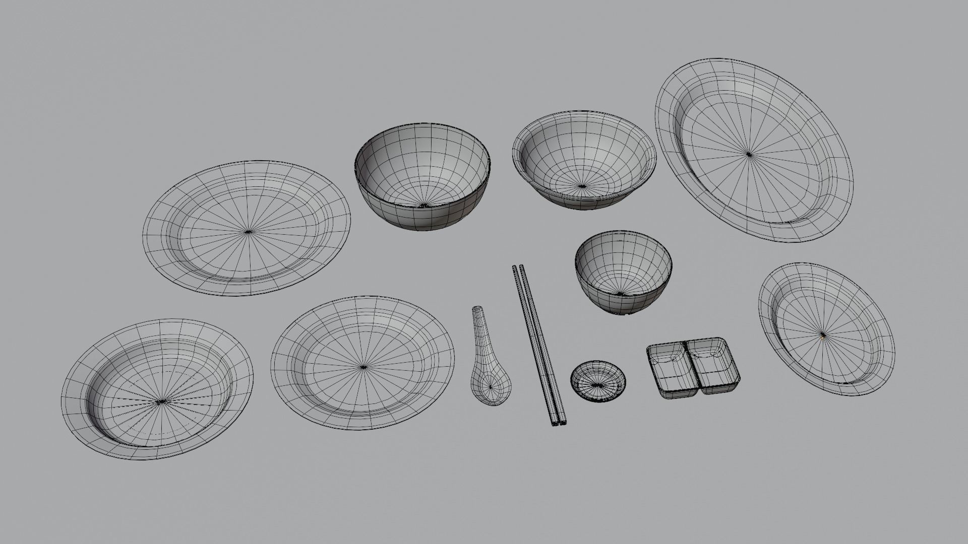 Plastic dinnerware collection Low-poly 3D model_13