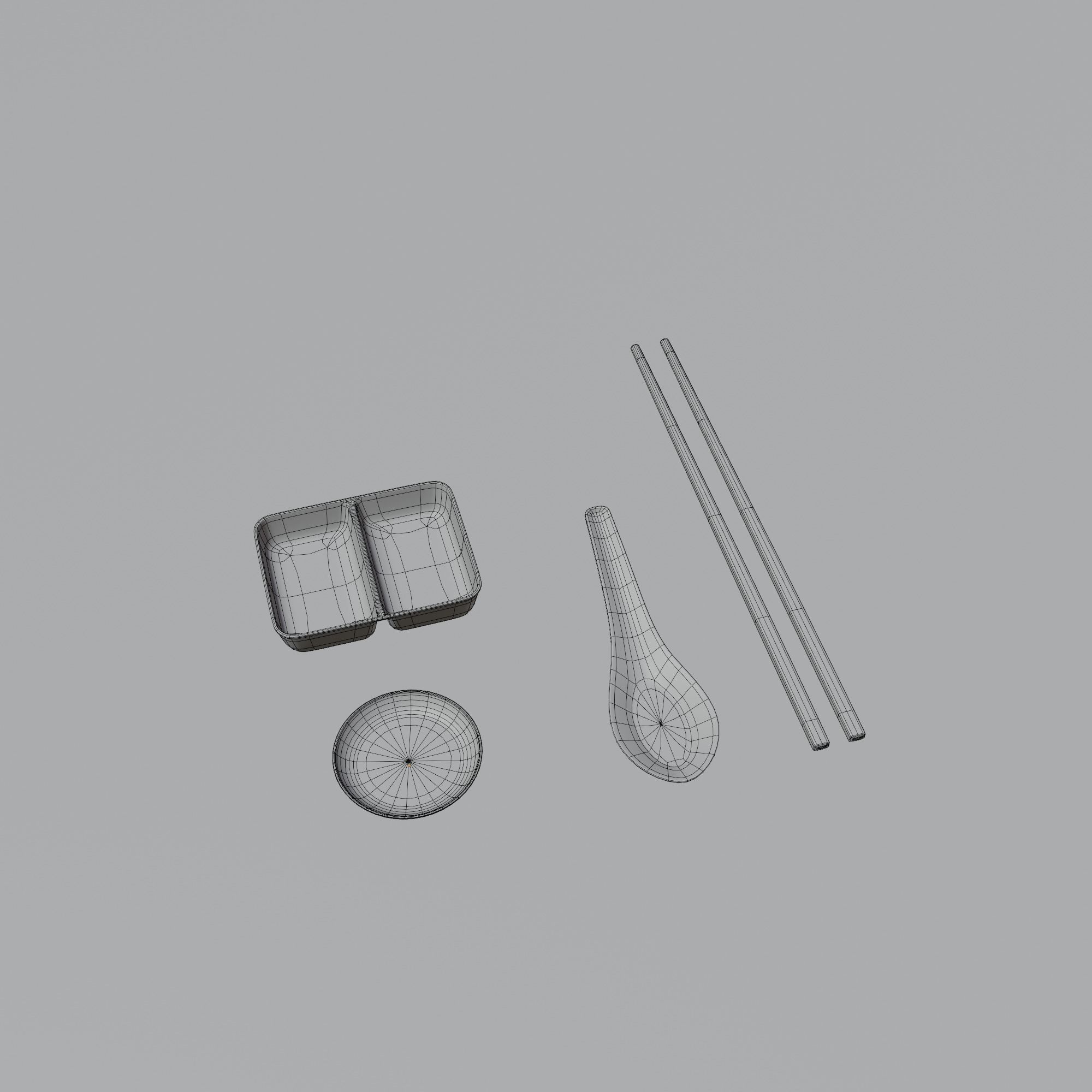 Plastic dinnerware collection Low-poly 3D model_17