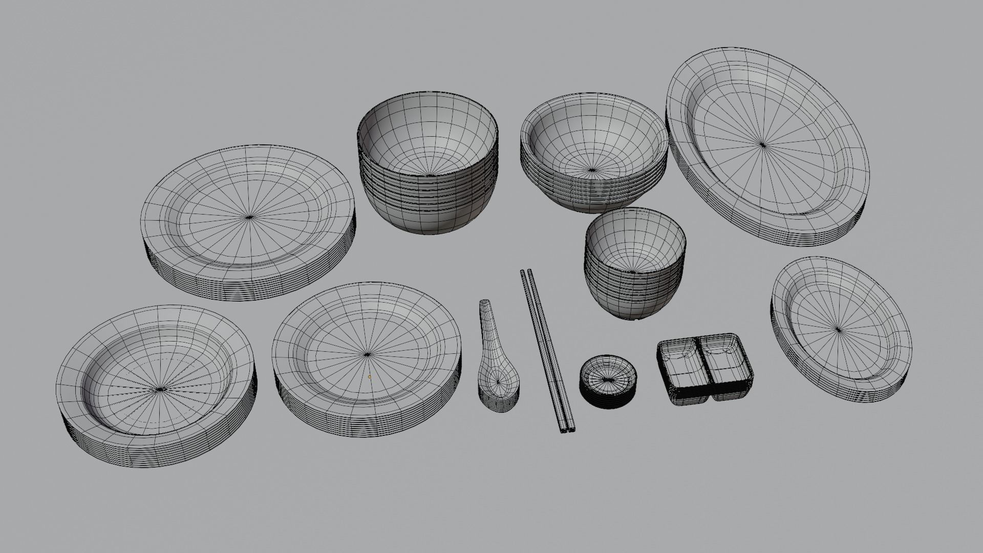 Plastic dinnerware collection Low-poly 3D model_14