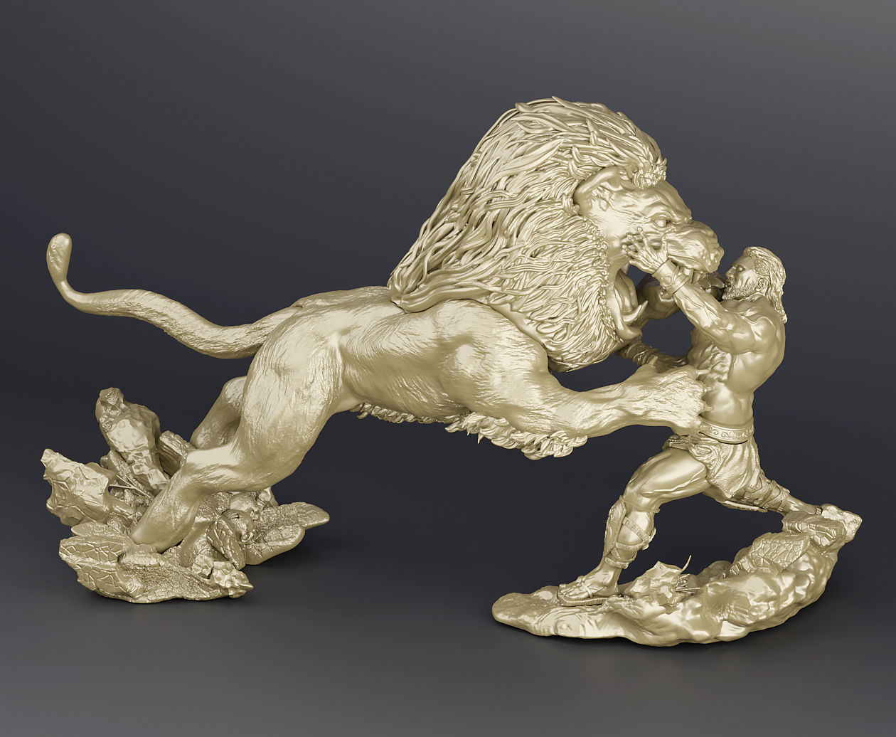 HERCULES FIGHTING THE NEMEAN LION 3D print model_3