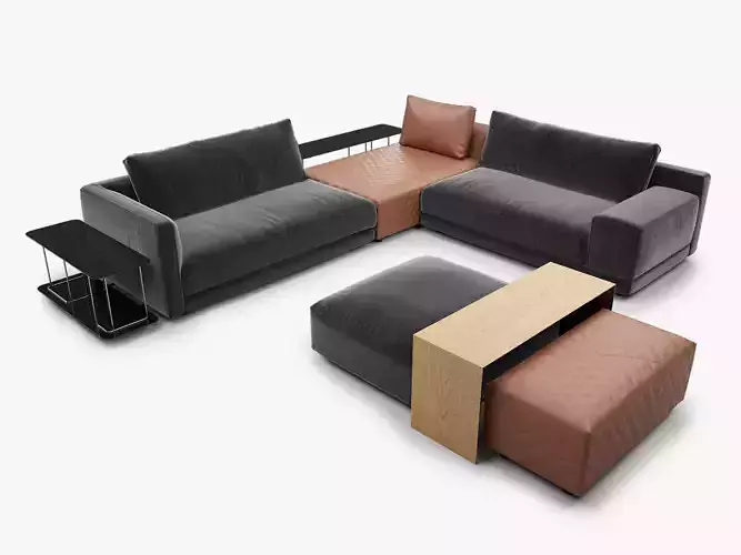Natuzzi Italia MELPOT Sectional Sofa 3D model