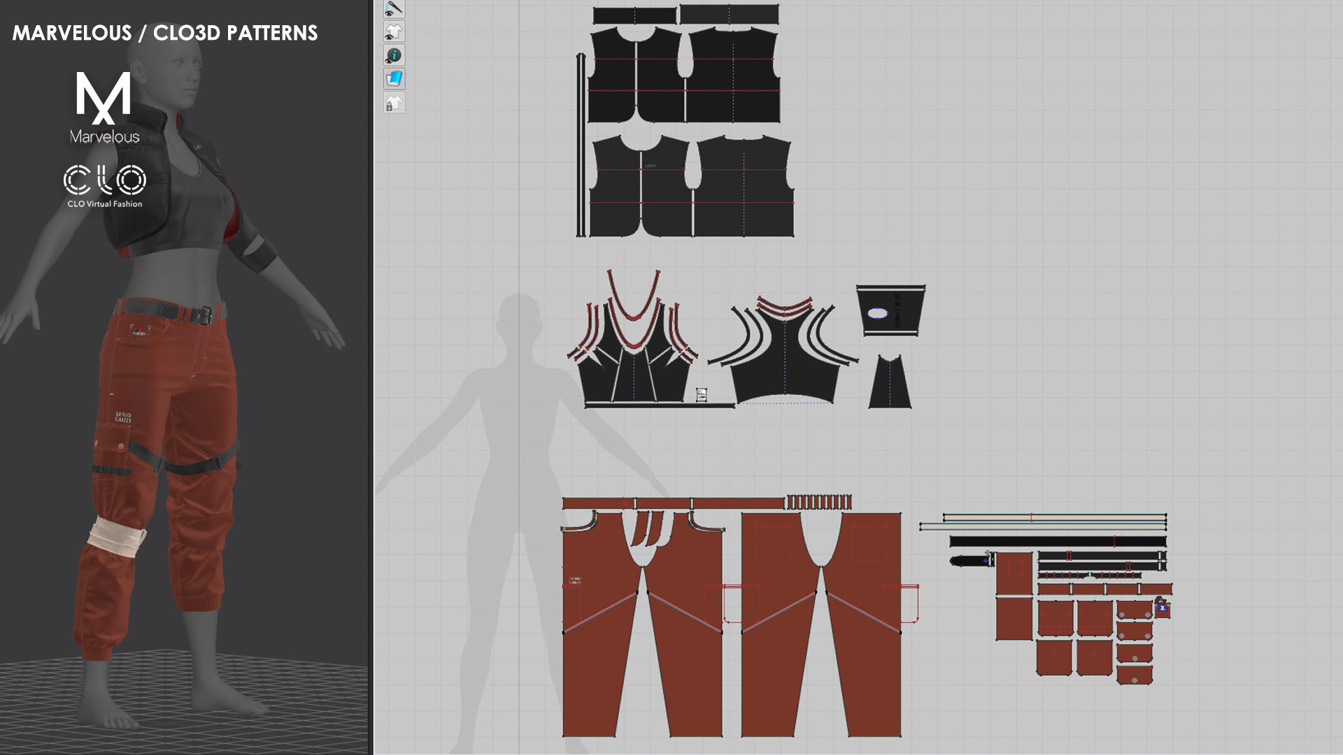 3 in 1 Outfit  - Marvelous Designer with Video Process 3D Model Collection_3