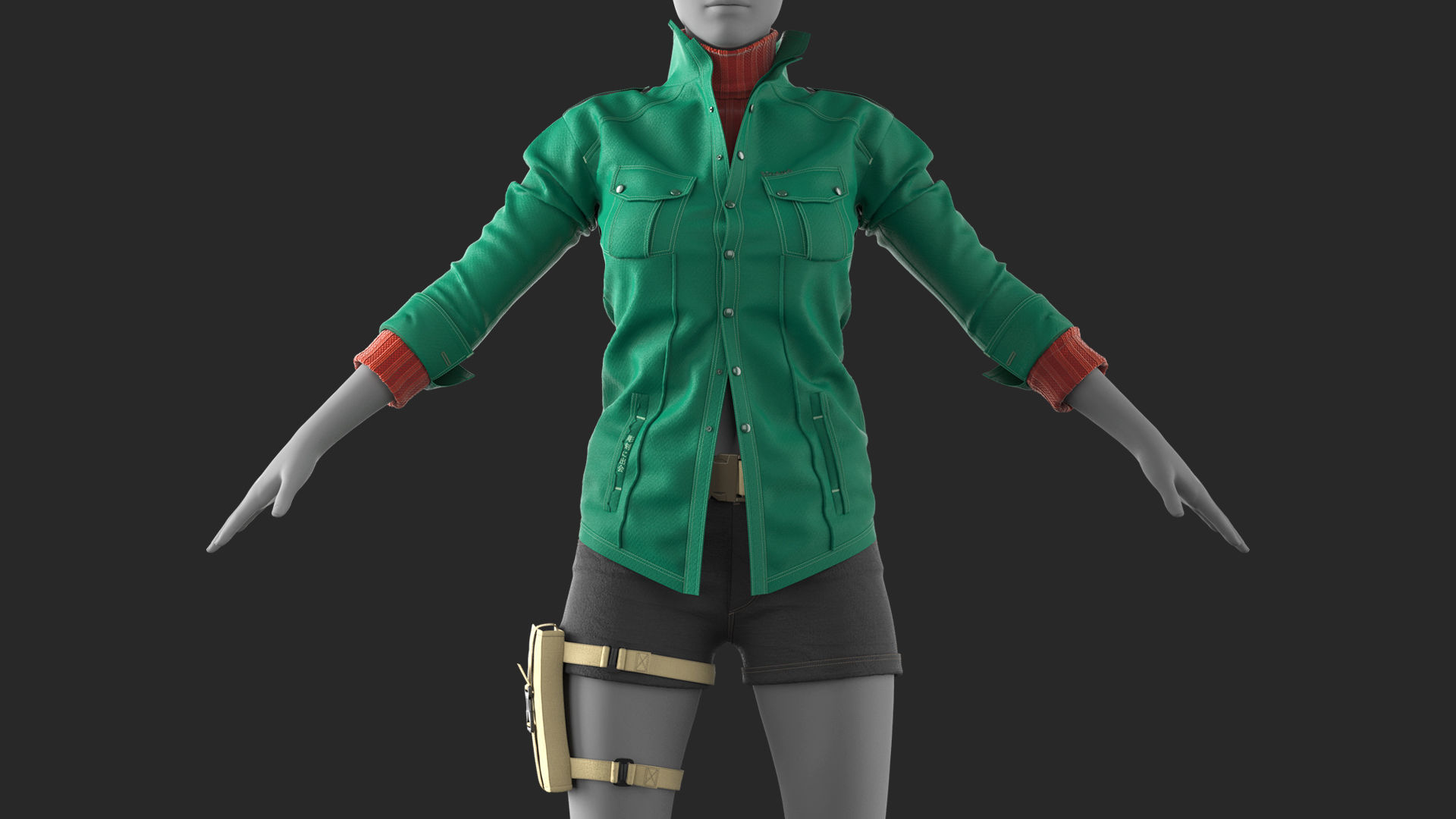 3 in 1 Outfit  - Marvelous Designer with Video Process 3D Model Collection_7