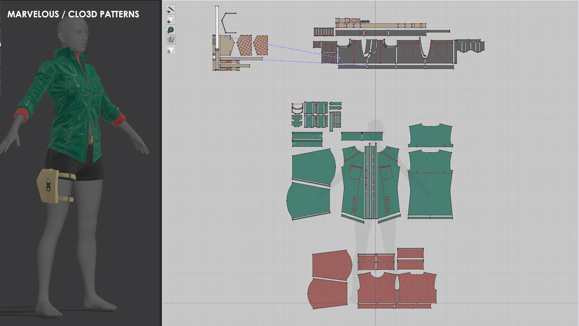 3 in 1 Outfit  - Marvelous Designer with Video Process 3D Model Collection_8