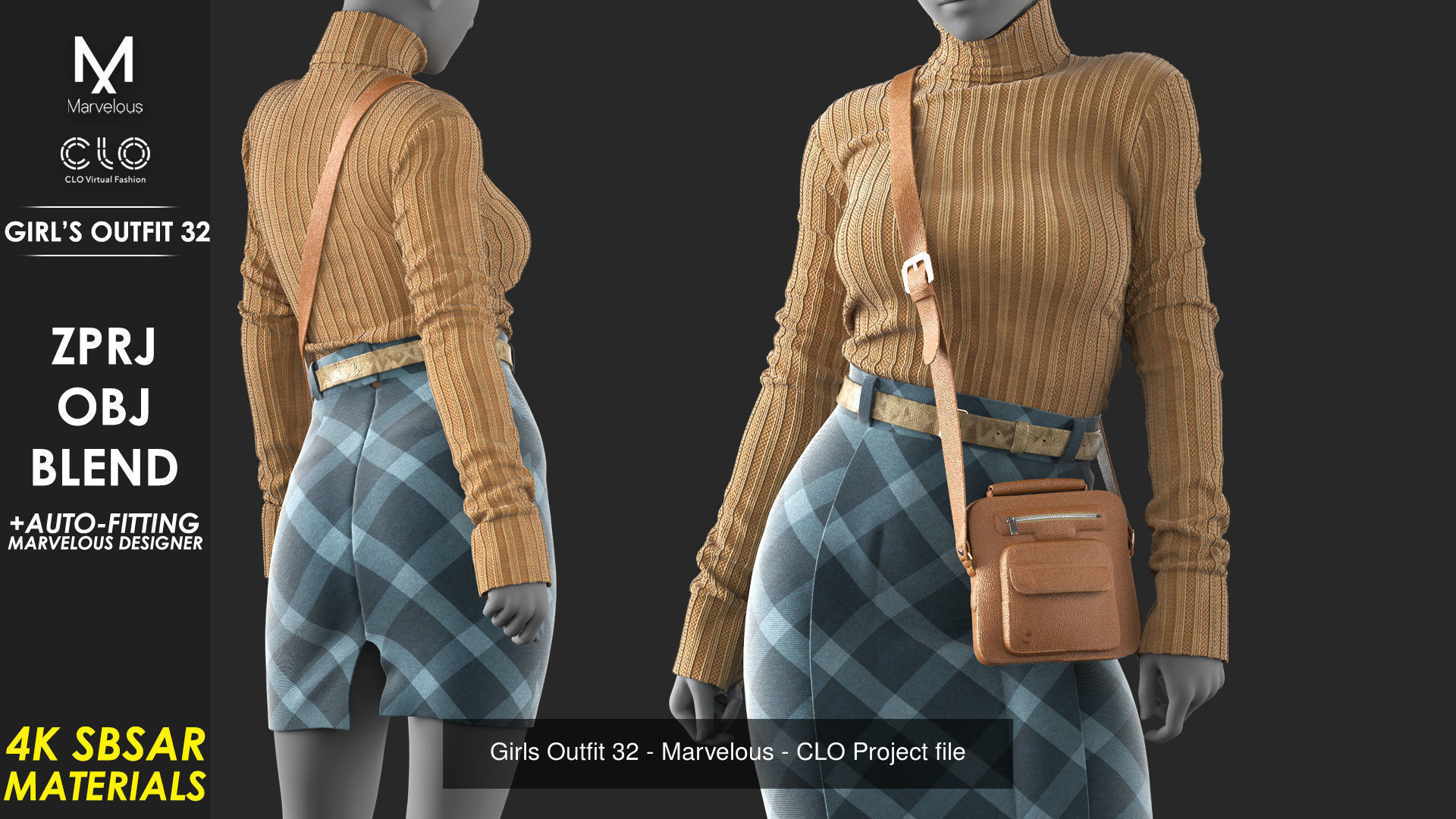 3 in 1 Outfit  - Marvelous Designer with Video Process 3D Model Collection_1