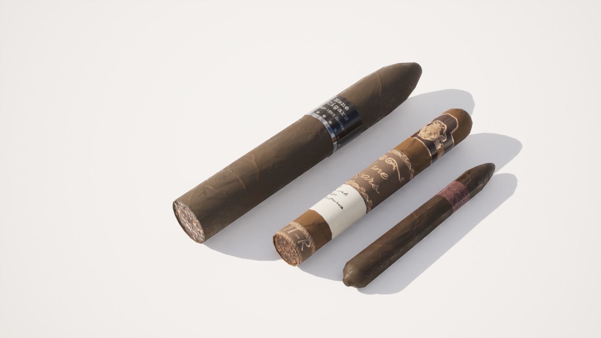 Cigar Pack - Cigars Cigarettes Ashtrays and Zippo - 15 Model Low-poly 3D model_6