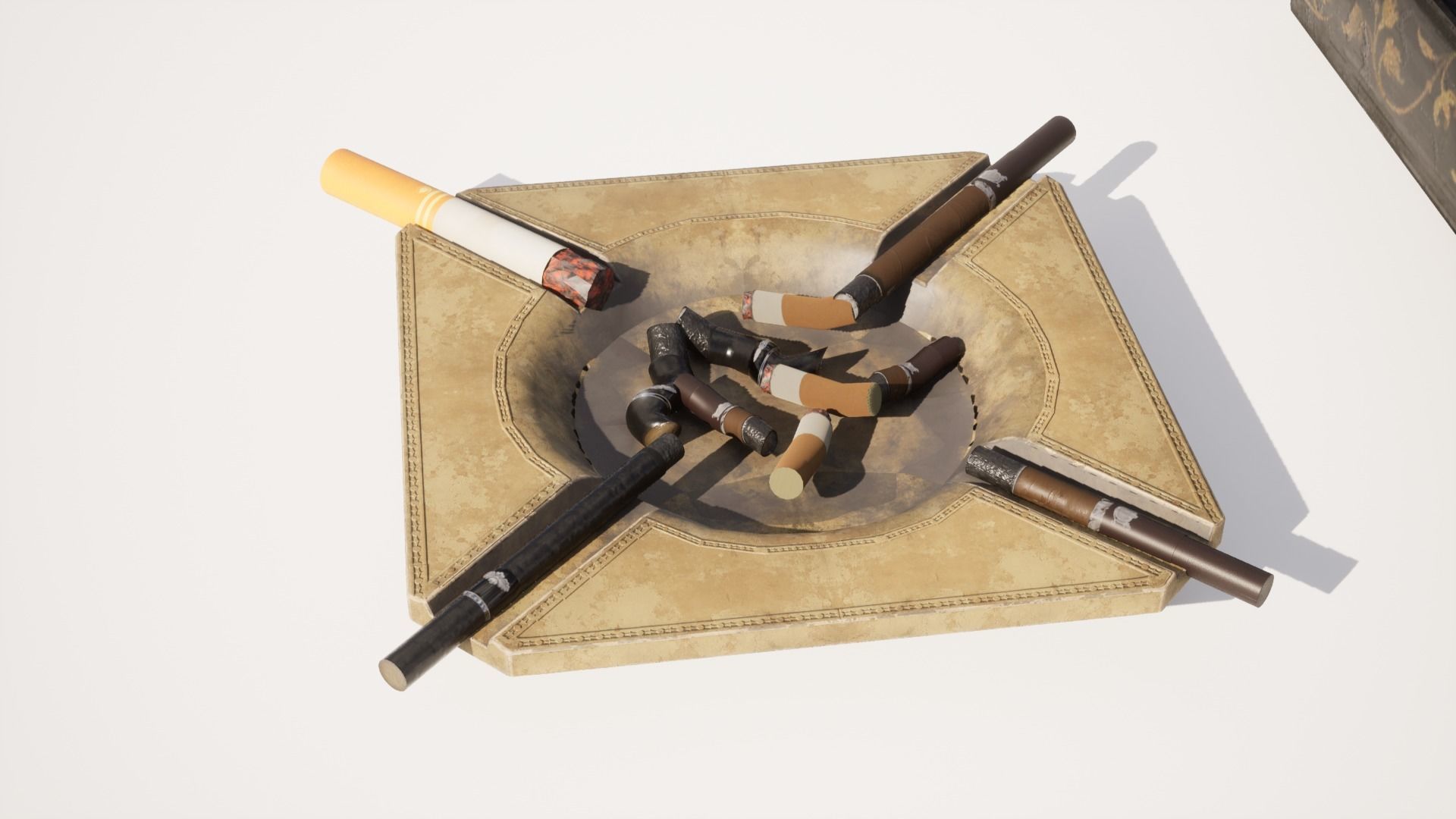 Cigar Pack - Cigars Cigarettes Ashtrays and Zippo - 15 Model Low-poly 3D model_7