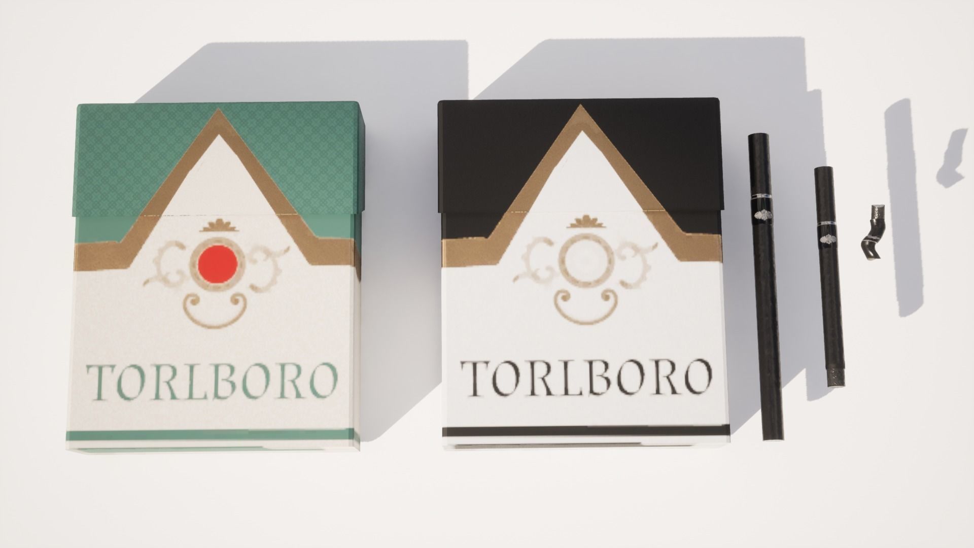 Cigar Pack - Cigars Cigarettes Ashtrays and Zippo - 15 Model Low-poly 3D model_4