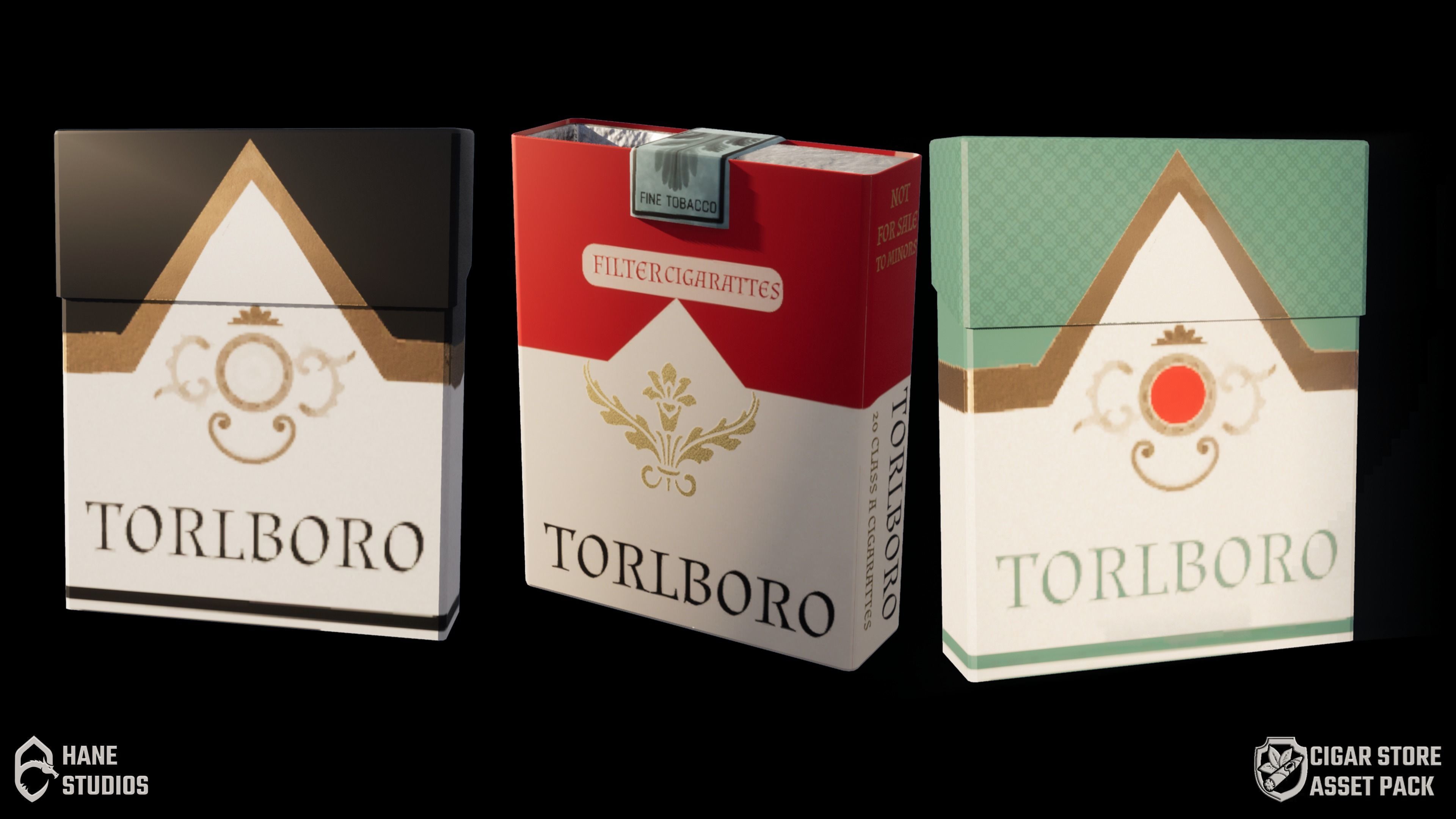 Cigar Pack - Cigars Cigarettes Ashtrays and Zippo - 15 Model Low-poly 3D model_34