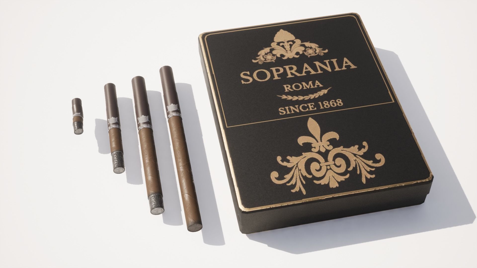 Cigar Pack - Cigars Cigarettes Ashtrays and Zippo - 15 Model Low-poly 3D model_12