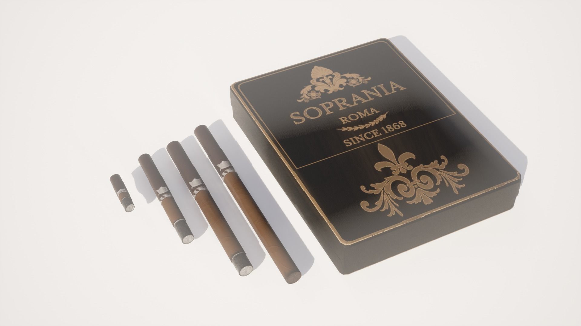 Cigar Pack - Cigars Cigarettes Ashtrays and Zippo - 15 Model Low-poly 3D model_8