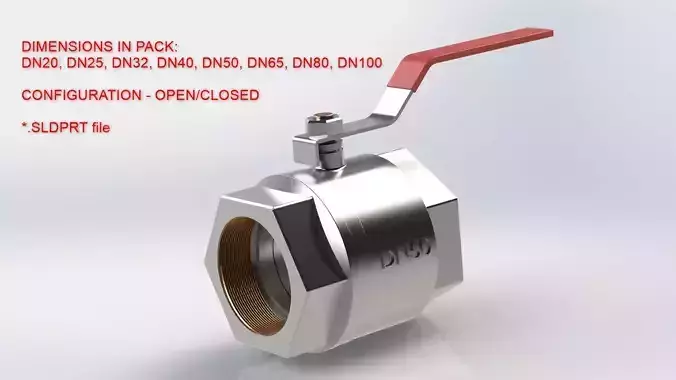 Ball Valves - inch thread - DN20-DN100 3D model