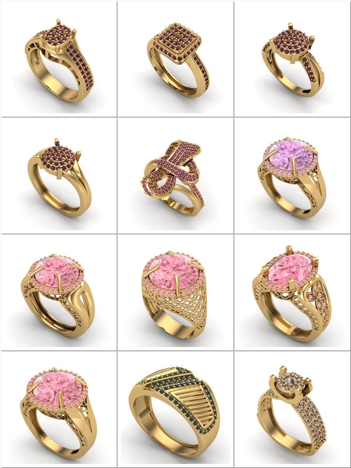 Big Collection 1030 STL Rings for Women Models Jewelry Printable _26