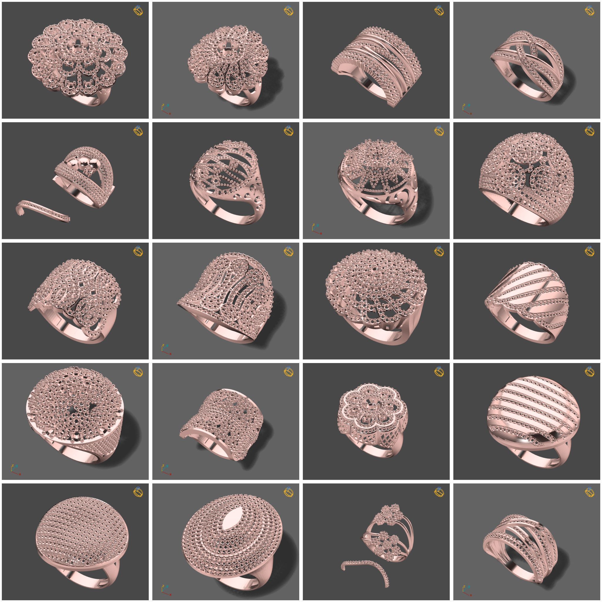Big Collection 1030 STL Rings for Women Models Jewelry Printable _50