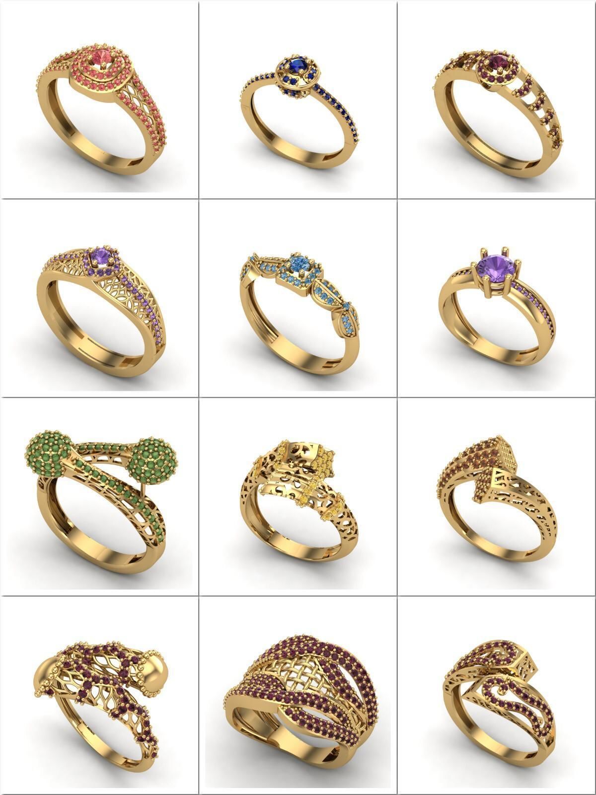 Big Collection 1030 STL Rings for Women Models Jewelry Printable _18