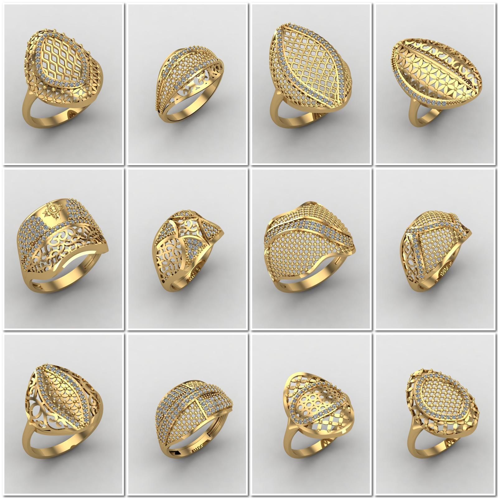 Big Collection 1030 STL Rings for Women Models Jewelry Printable _35