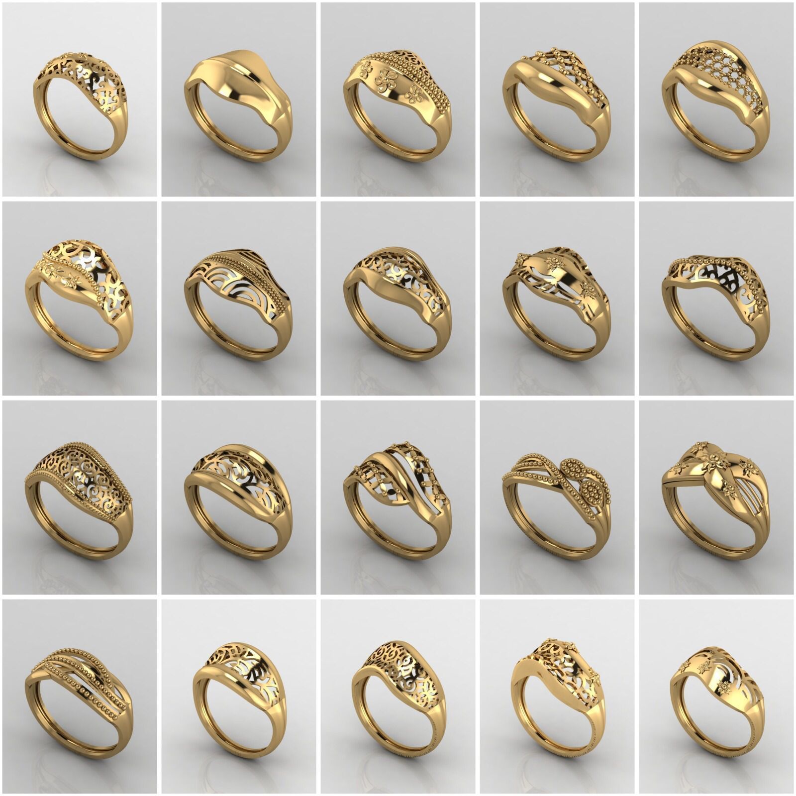 Big Collection 1030 STL Rings for Women Models Jewelry Printable _38