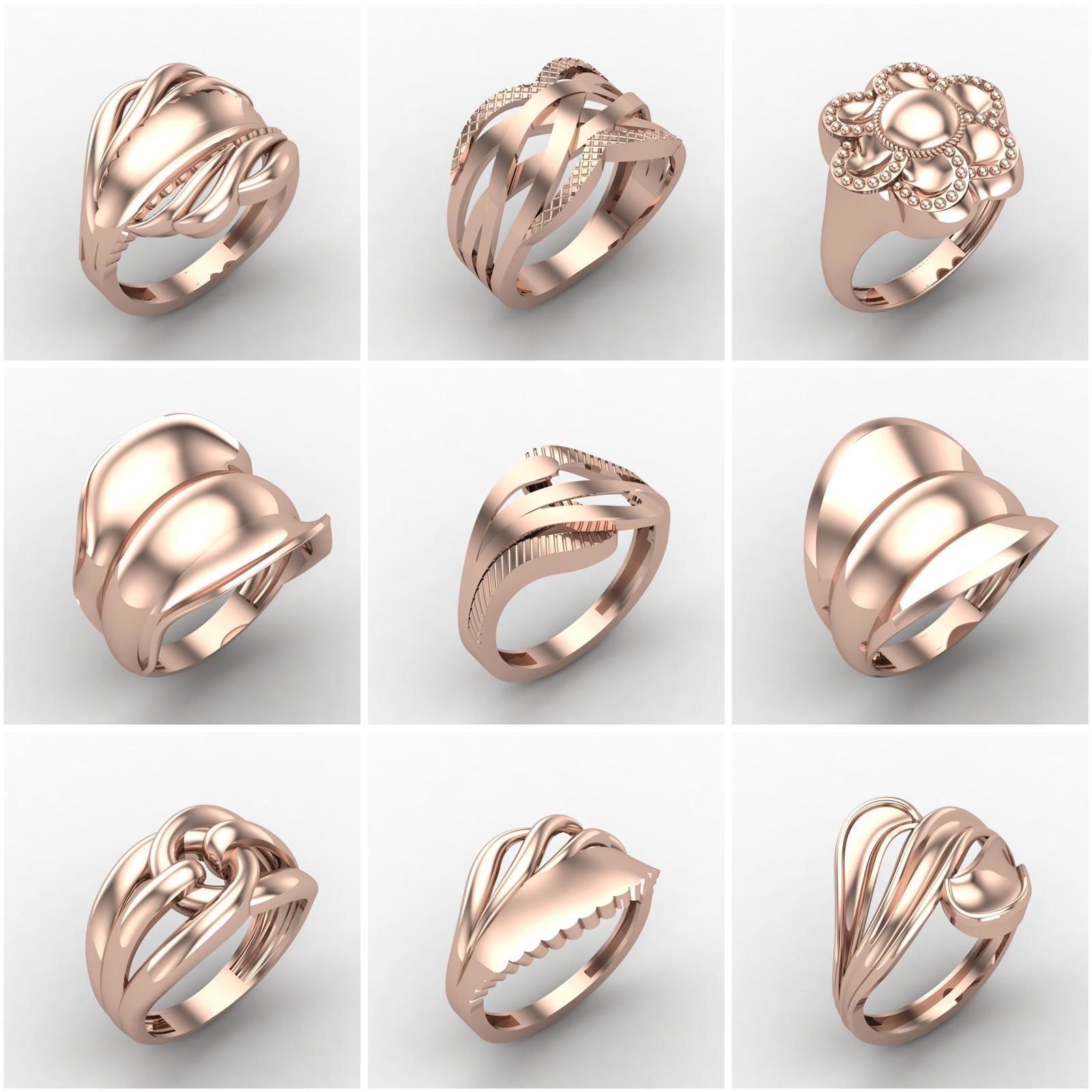 Big Collection 1030 STL Rings for Women Models Jewelry Printable _13