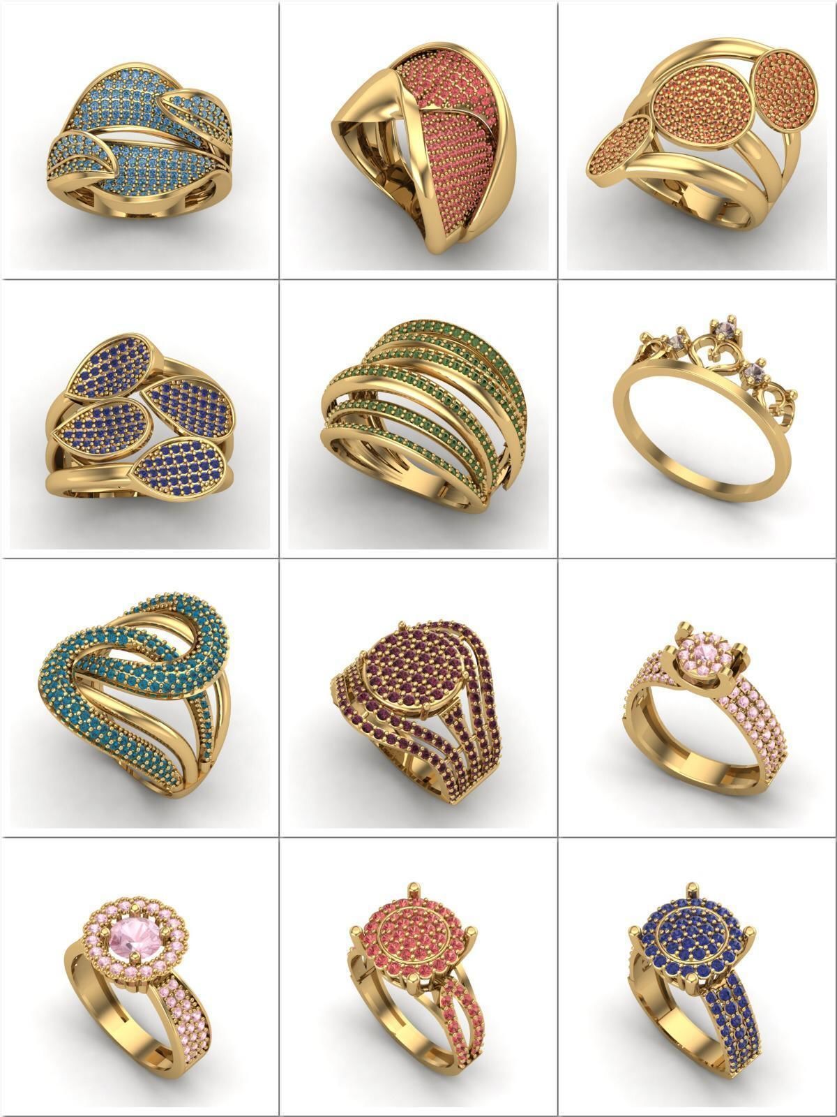 Big Collection 1030 STL Rings for Women Models Jewelry Printable _24