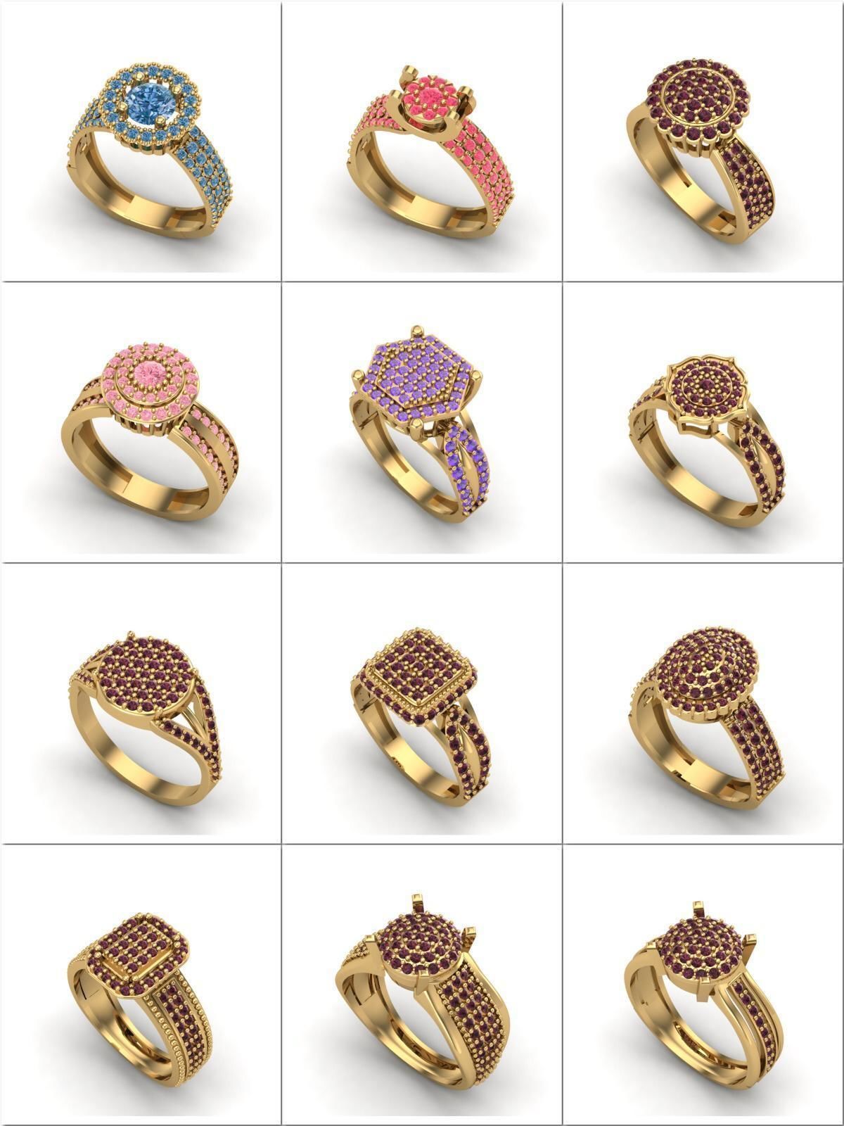 Big Collection 1030 STL Rings for Women Models Jewelry Printable _27