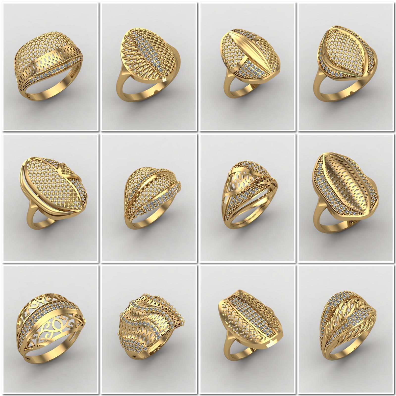 Big Collection 1030 STL Rings for Women Models Jewelry Printable _44