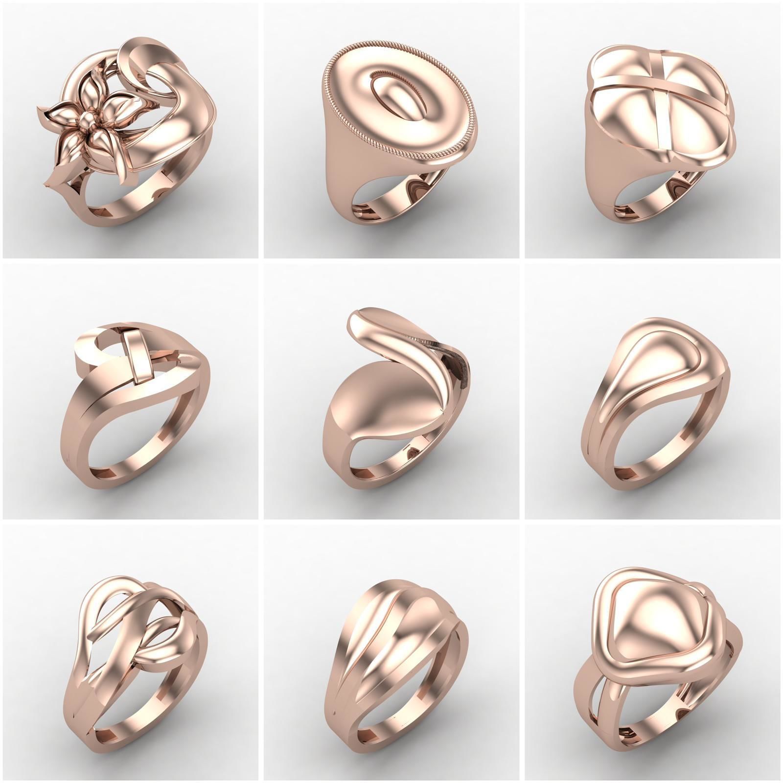Big Collection 1030 STL Rings for Women Models Jewelry Printable _10