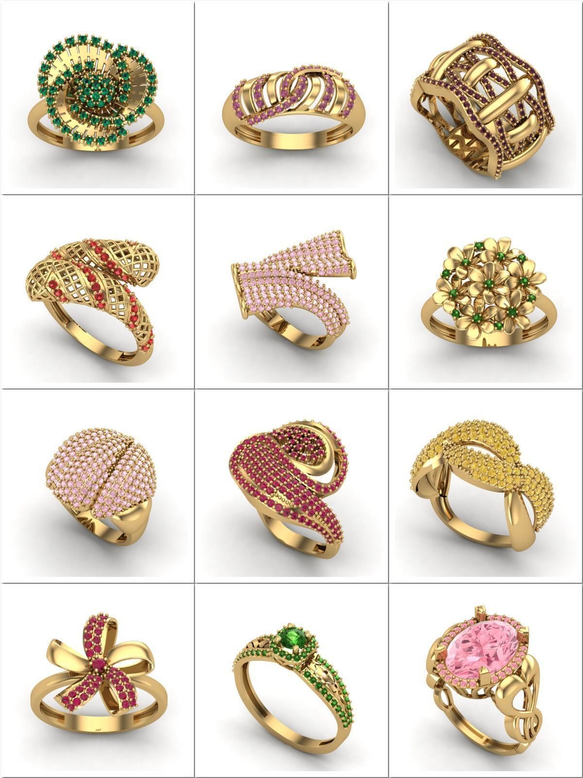 Big Collection 1030 STL Rings for Women Models Jewelry Printable _40
