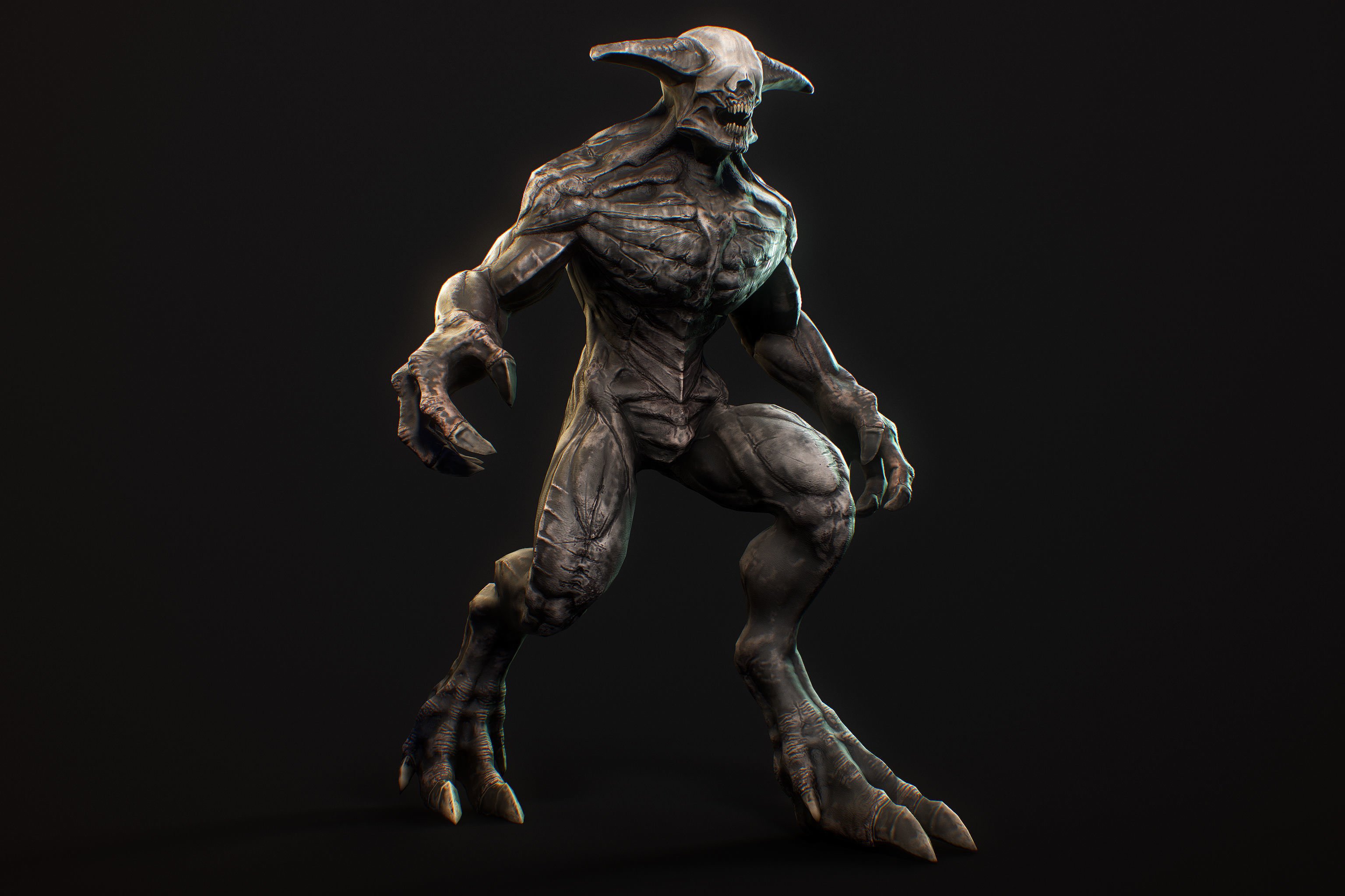 Horror Demon Creature v2 with 66 animations Low-poly 3D model_15