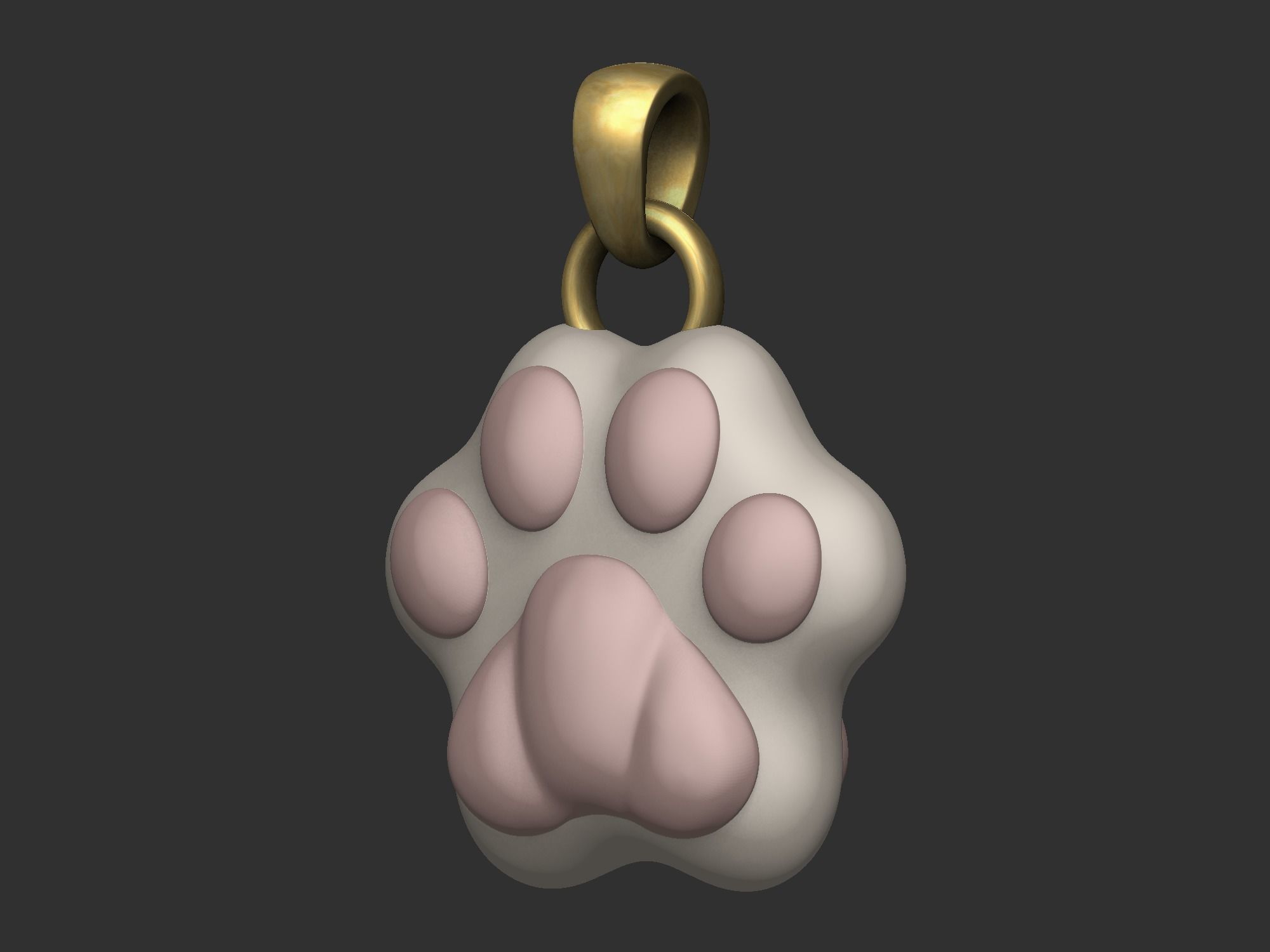 Pendant Cat Paw 3D print model_3