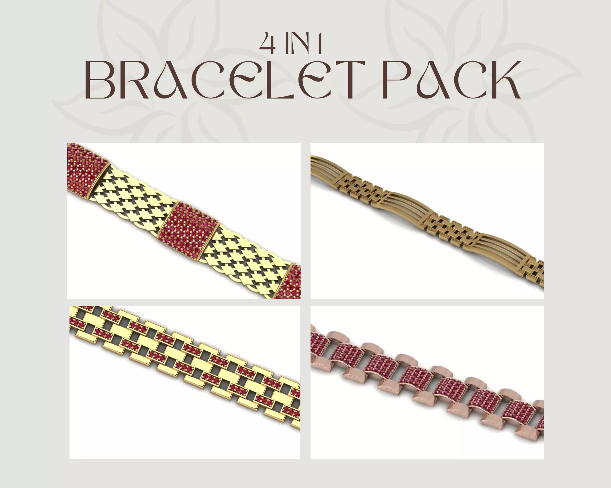 4 UNIQUE HIGLY SOLD BRACELET PACK FOR ALL CAM MACHINE 3D print model_0