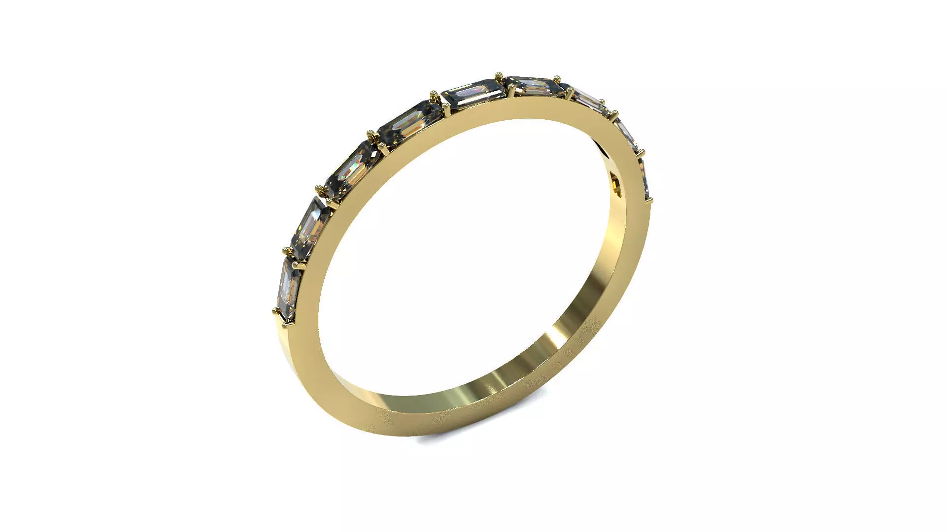 Engagement diamond ring baguette Free 3D print model