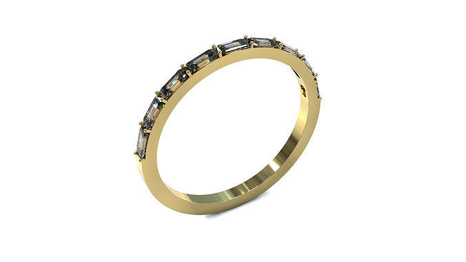 Engagement diamond ring baguette Free 3D print model