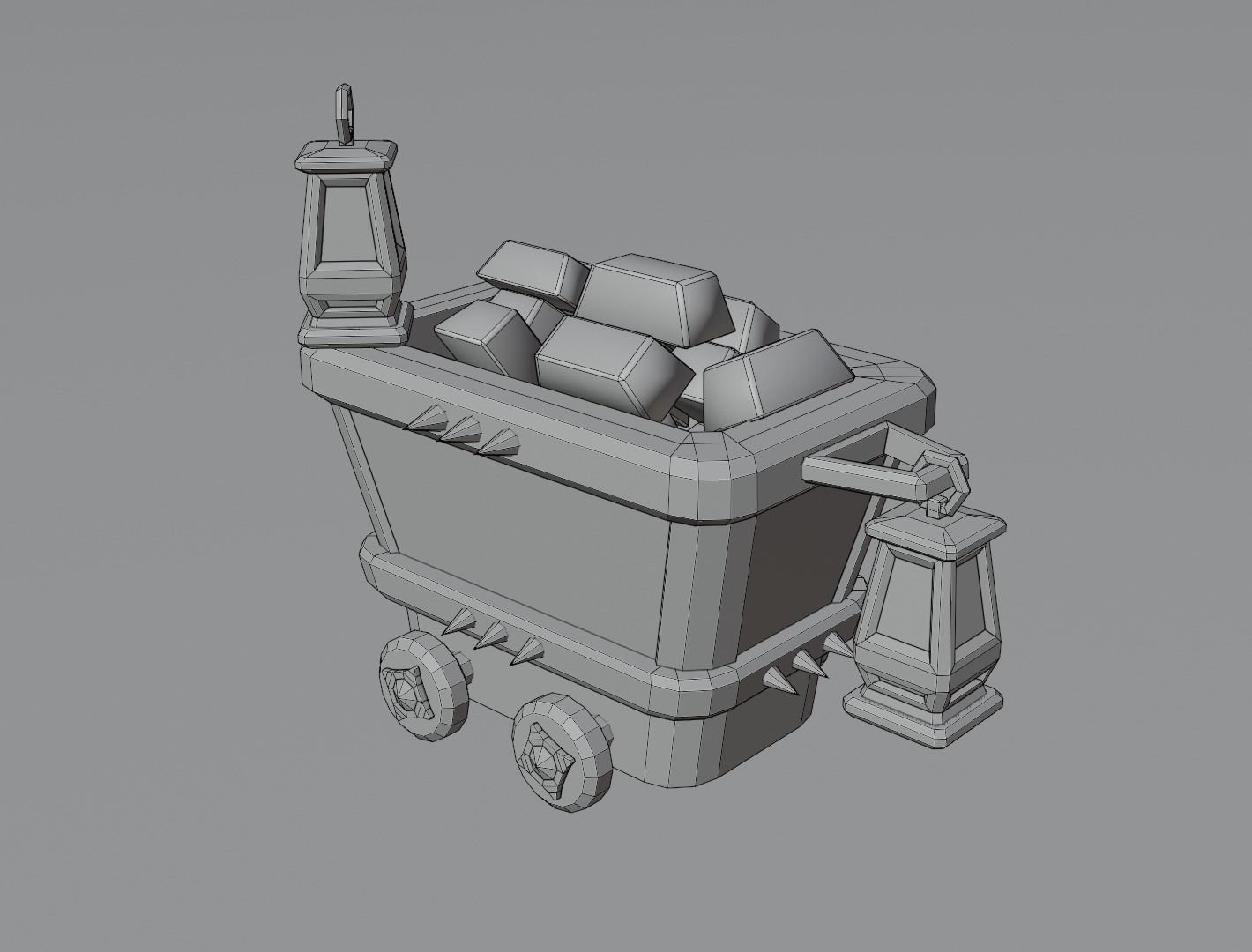 Mining cart 3D model Low-poly 3D model_19