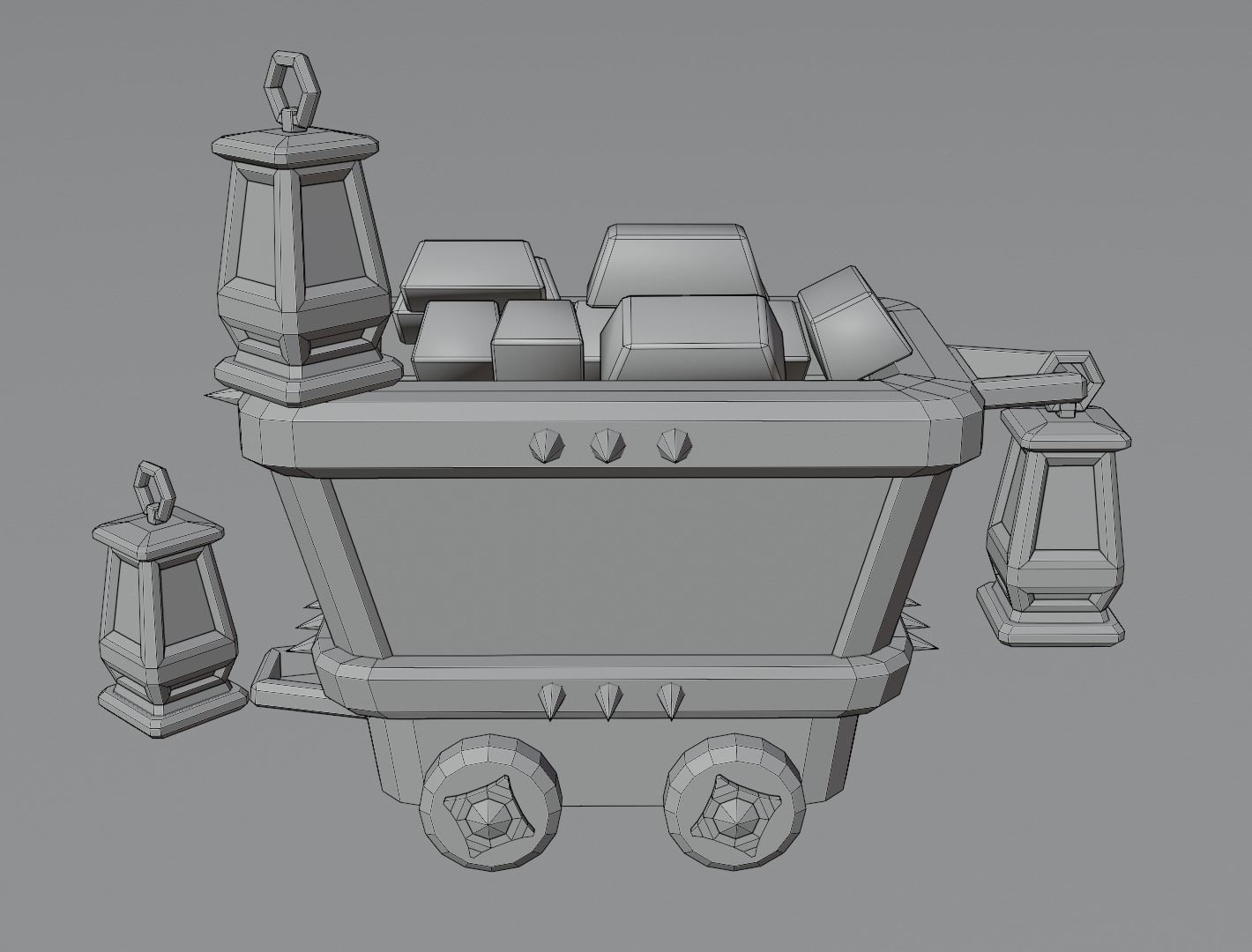 Mining cart 3D model Low-poly 3D model_11