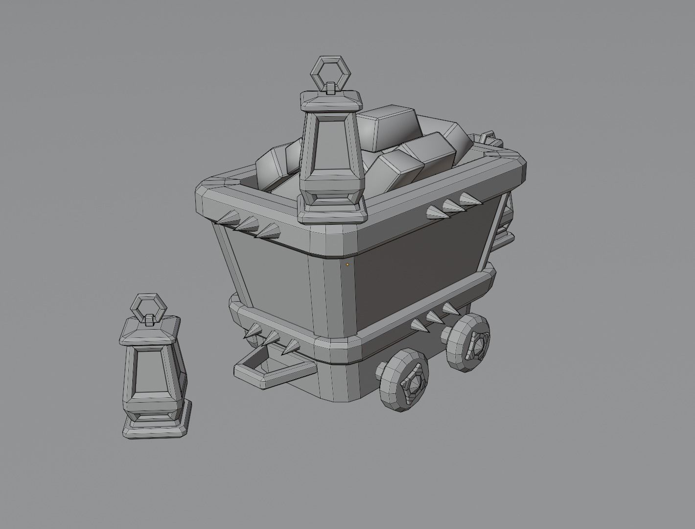 Mining cart 3D model Low-poly 3D model_18