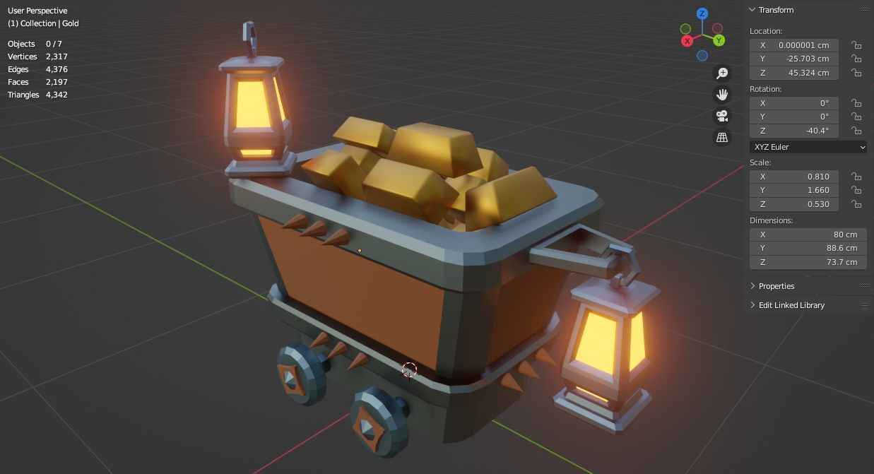Mining cart 3D model Low-poly 3D model_21