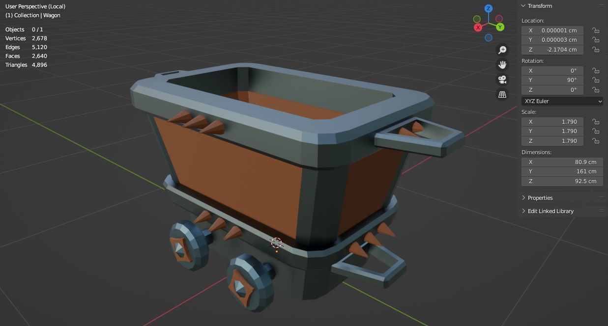 Mining cart 3D model Low-poly 3D model_23