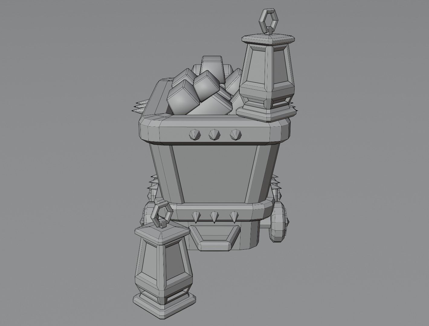 Mining cart 3D model Low-poly 3D model_13