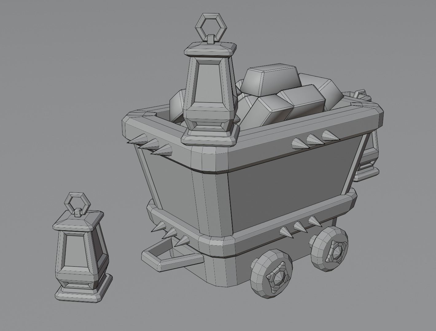 Mining cart 3D model Low-poly 3D model_10